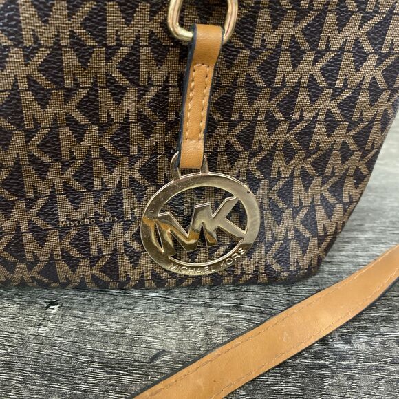 MICHAEL KORS JET SET TRAVEL XS CARRYALL TOTE SHOULDER BAG MK GLITTER GOLD/BROWN - Picture 4 of 8